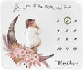 Baby Milestone Blanket for Baby Girl, Newborn Monthly Milestone Blanket, Baby Growth Chart Blanket, Boho Nursery Decor for Girls, Photo Prop with Wreath&Headband 45”x40”