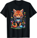 Pixel Art Fantasy City with Fish and Cat T-Shirt
