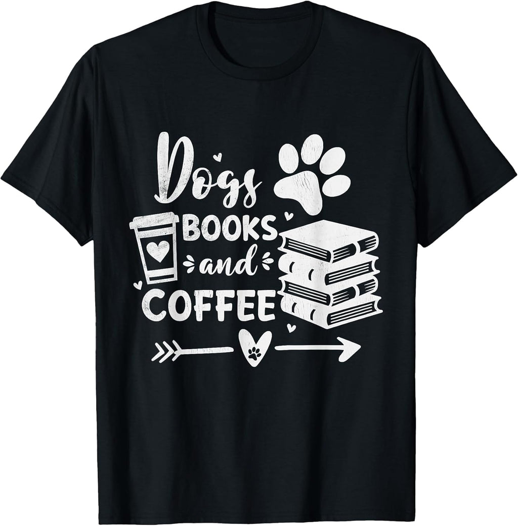 Funny Dogs Books And Coffee Reading Lovers Tee