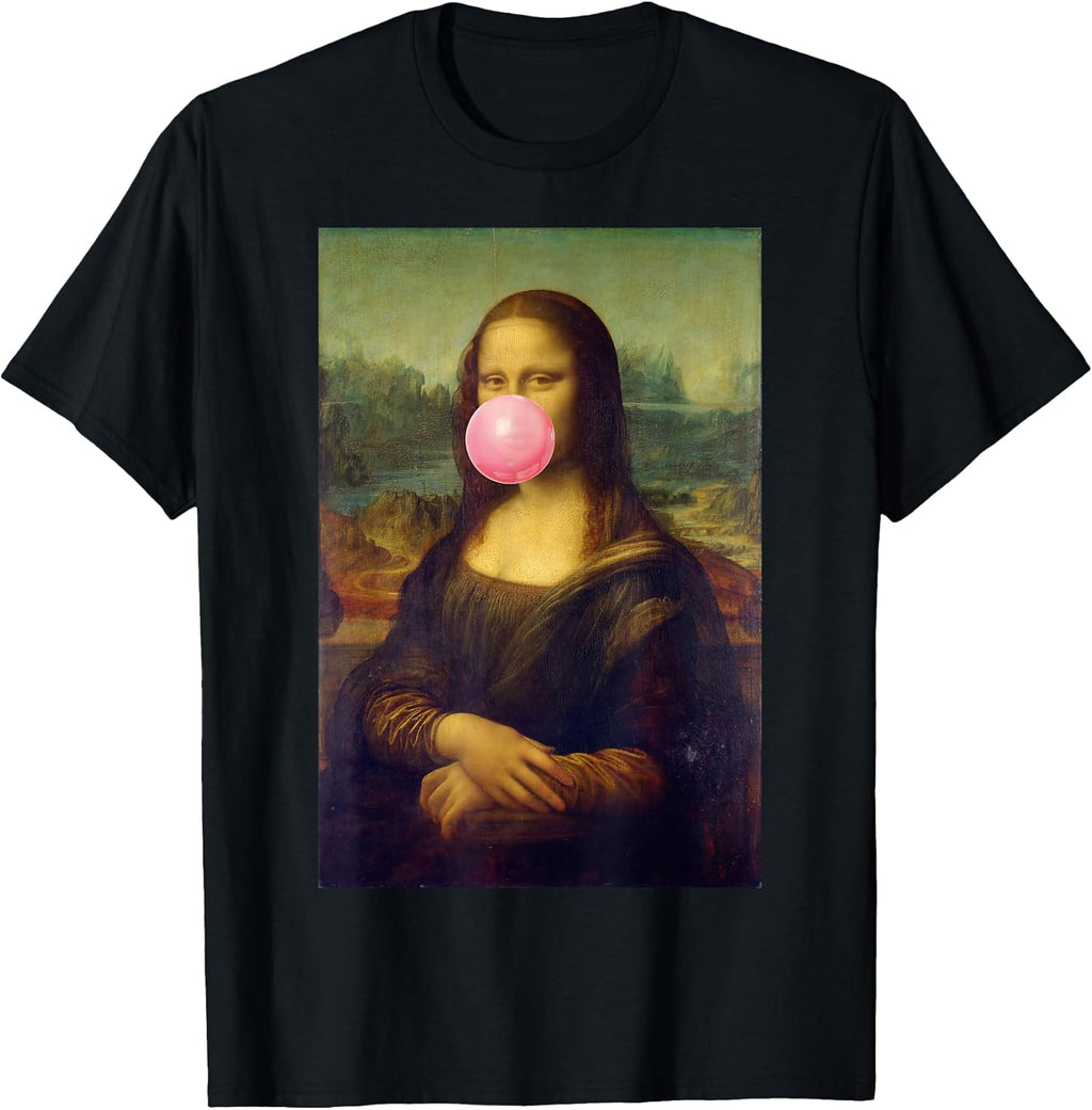Pink Bubble Gum Mona Lisa Pop Art Da Vinci T-Shirt