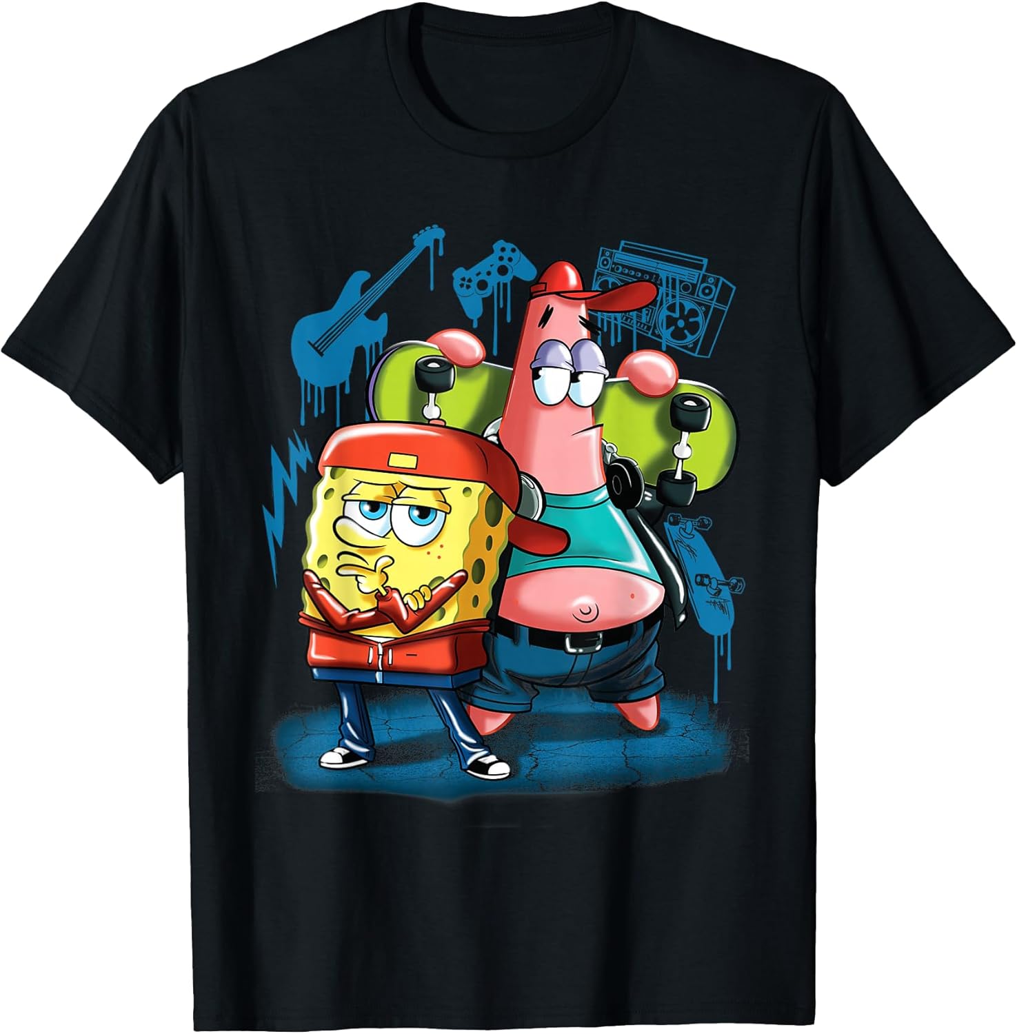 Punk Rock Spongebob with Patrick Star T-Shirt