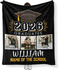 Custom Graduation Blankets with Photos Personalized Blankets with Name Class of 2026 Gifts for Graduate Daughter Son Adults Throw Blanket for Graduation Party