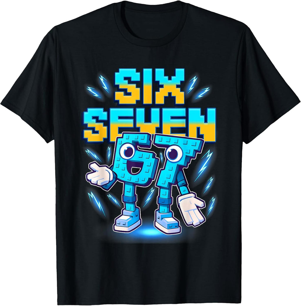 Six Seven Brainrot Italian Funny 67 Kids Gaming Meme T-Shirt