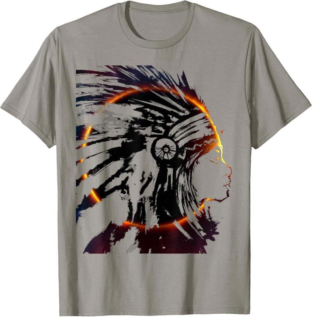 Eclipse Headdress Native American Indian Traditional Art T-Shirt