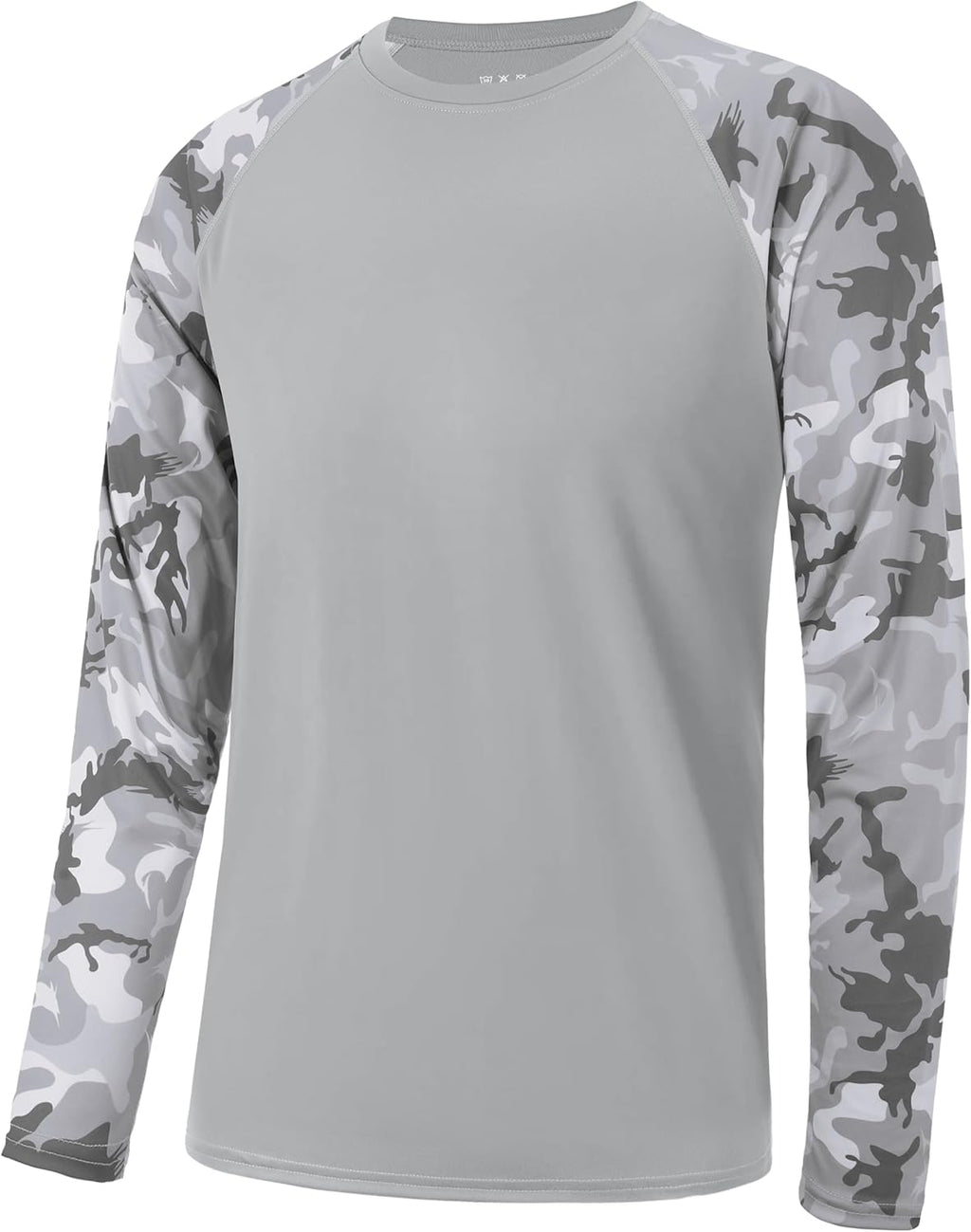 Men's Long Sleeve Fishing Shirts, UPF 50+ Camo Sun Protection Rash Guard, UV Shirt for Swimming Hunting Outdoor