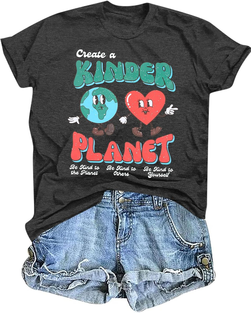 Earth Day Shirts for Women Create A Kinder Planet Shirt Be Kind Shirt Funny Environmental Graphic Tee Earth Tops