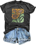 T Shirts for Women Graphic Tees Vintage Printed Short Sleeve Shirt Crewneck Loose Fitting Tops Casual Basic Cute Blouses