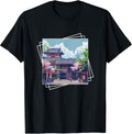 Pixel Art Japanese Street Traditional Cherry Blossoms Retro T-Shirt