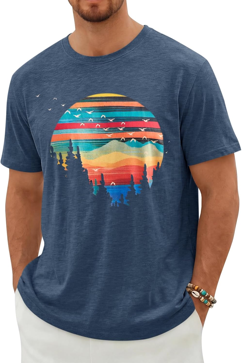 Mens Short Sleeve T-Shirts Graphic Crewneck Casual Printed Tee Summer Beach Hawaiian Vintage Shirts