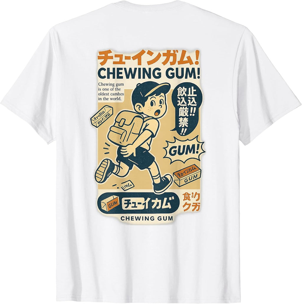 Retro Chewing Gum Japan Style Nostalgia Pop Art Back Travel T-Shirt