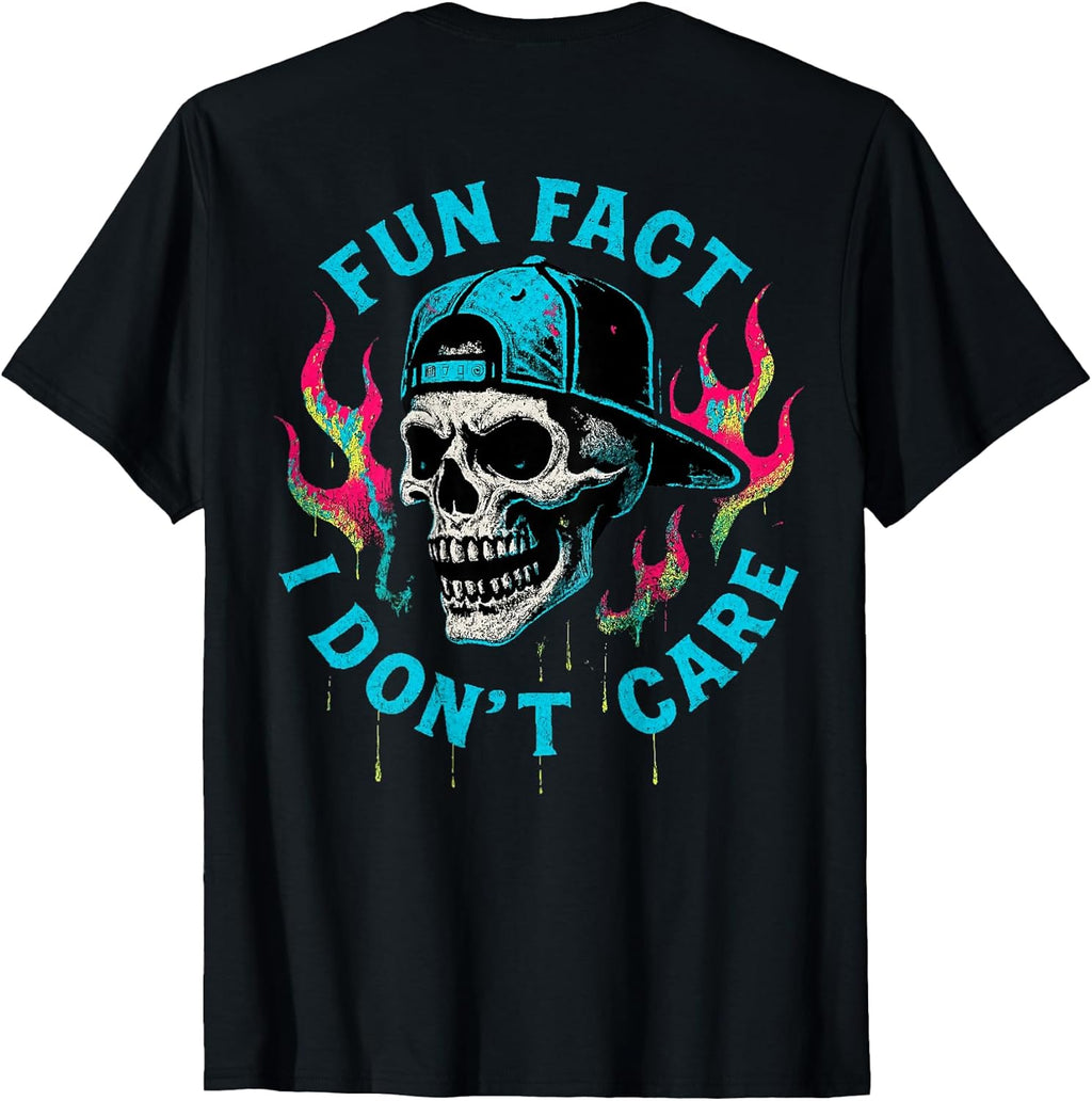 Funny Fun Fact I Don't Care Skeleton Tee Gift