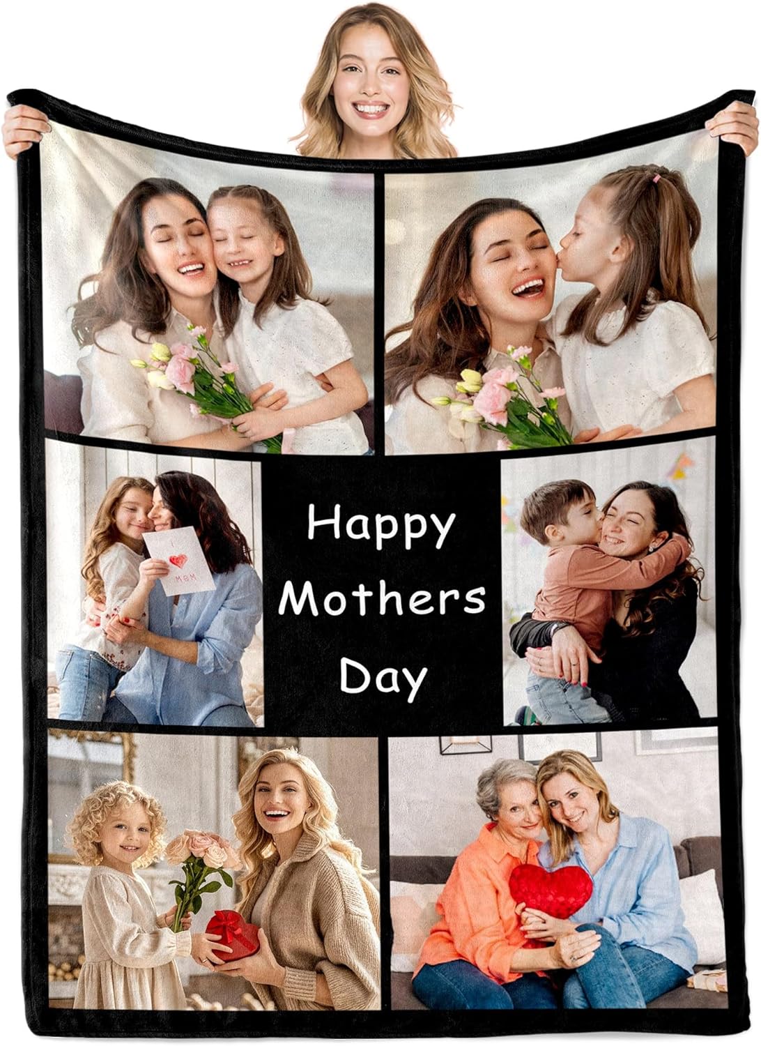 Mothers Day Personalized Gifts for Mom Custom Blanket with Picture Mothers Day Birthday Photo Blanket Customized Gifts for Mom/Wife from Daughter Son Husband