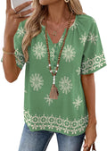 Womens Summer Boho Tops Casual Short Sleeve Blouses Button Down Shirts 2026 Beach Vacation Clothes