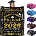 M YESCUSTOM Custom Graduation Gift Blanket with Text Golden Personalized Class of 2026 Graduation Blankets Customized Throw Blanket Graduation Gift for Her Him High School College 50" X 60"