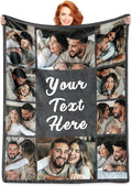 CusCosCes Custom Blanket with Picture Text Christmas Birthday Gifts for Boyfriend Girlfriend Wife Husband, Personalized Fleece Photo Throws Blankets for Adult Mom Dad White Elephant Gifts