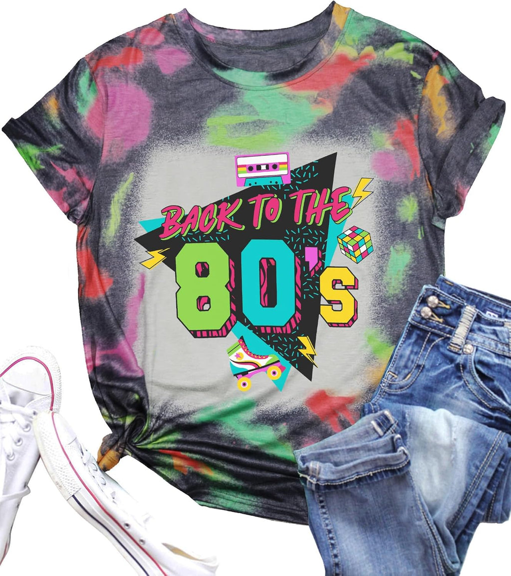 I Love The 80's Shirt for Women Vintage 80s Music Graphic Tshirt 80's Party Short Sleeve Blouse Tops Hoodie,... (Image 1)