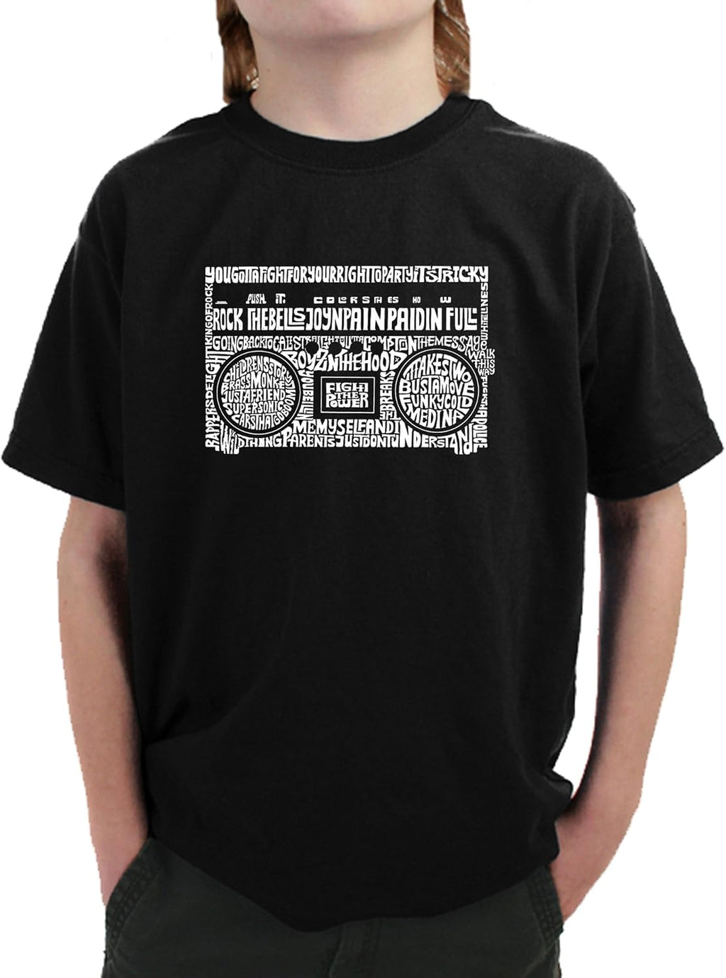 Boys Word Art T-Shirt - Boombox 80s Rap Hits Word Art