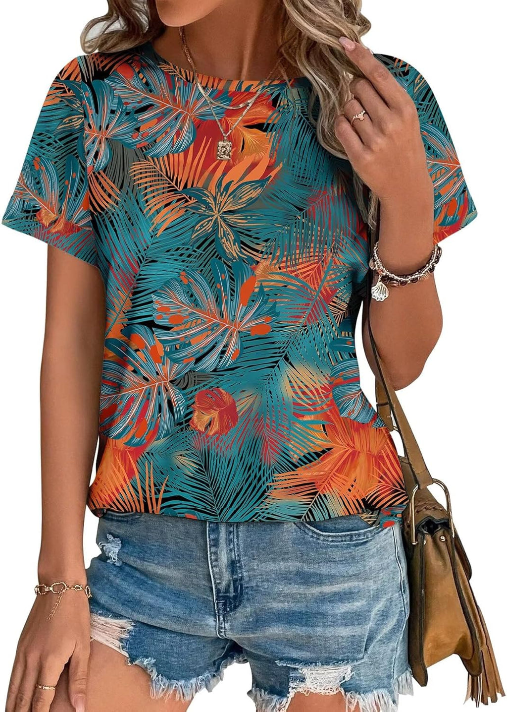 Womens Tops Summer Spring Short Sleeve T Shirts 2026 Trendy Cute Outfits Boho Blouses Beach Vacation Fashion Clothes