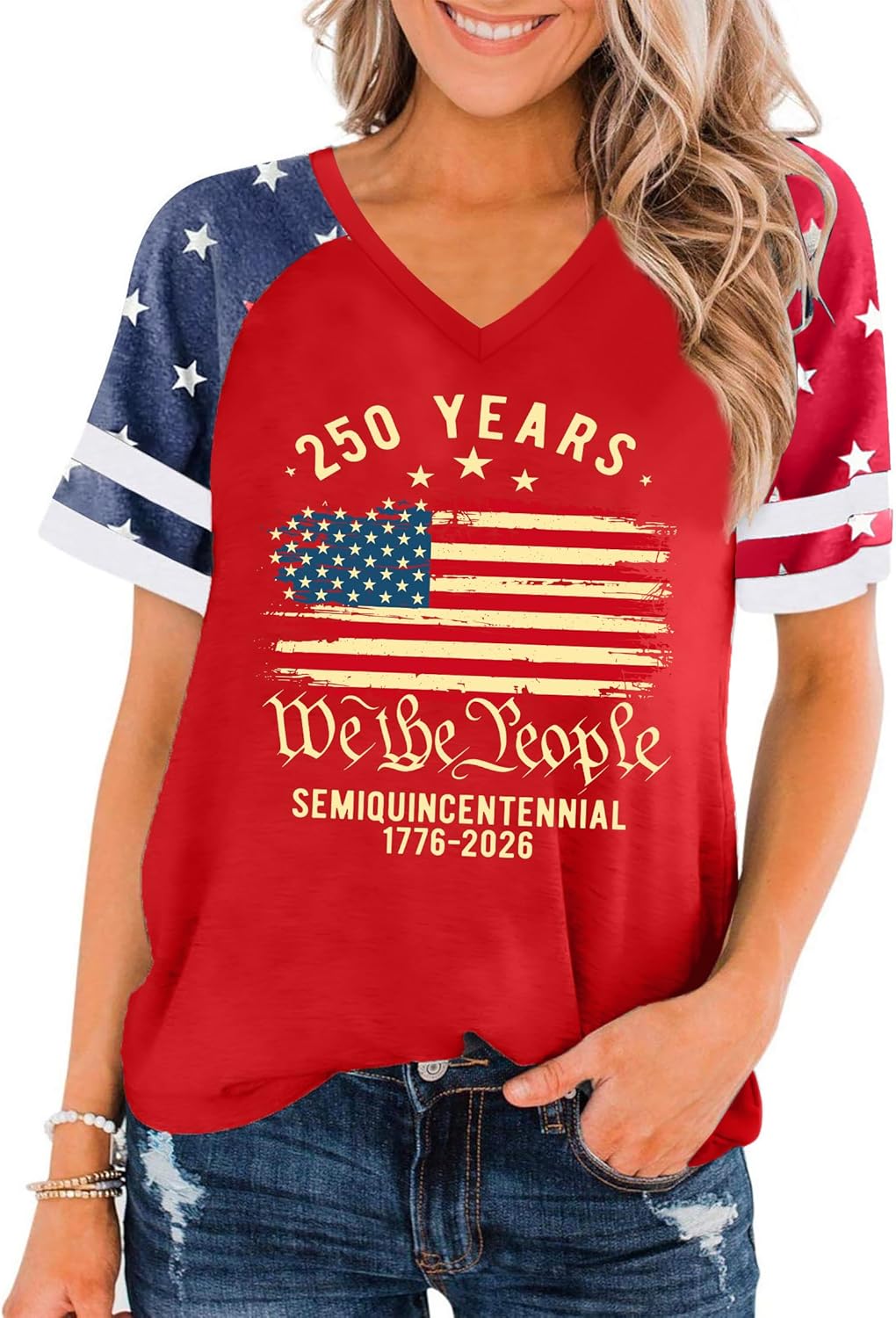 250th Anniversary USA Shirt Women American Flag T Shirt 4th of July Patriotic Tees America 250 Years Tops