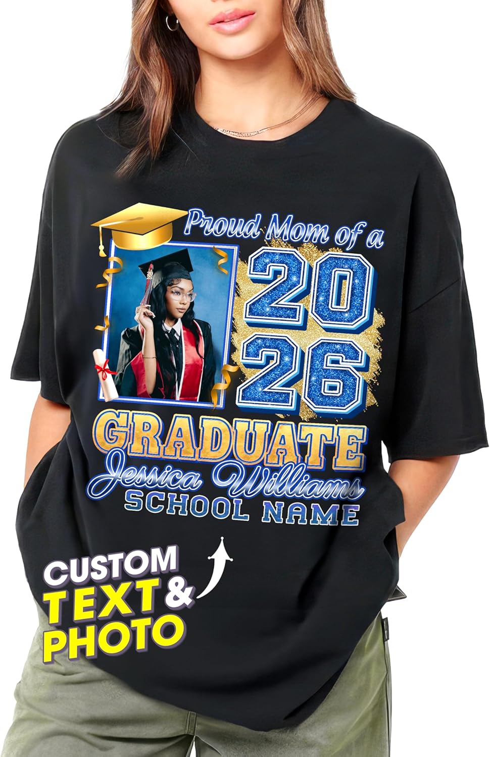 Custom Graduation Shirts 2026 for Family Custom Mom of Graduate Shirt with Picture 2026 Grad Shirts for Senior