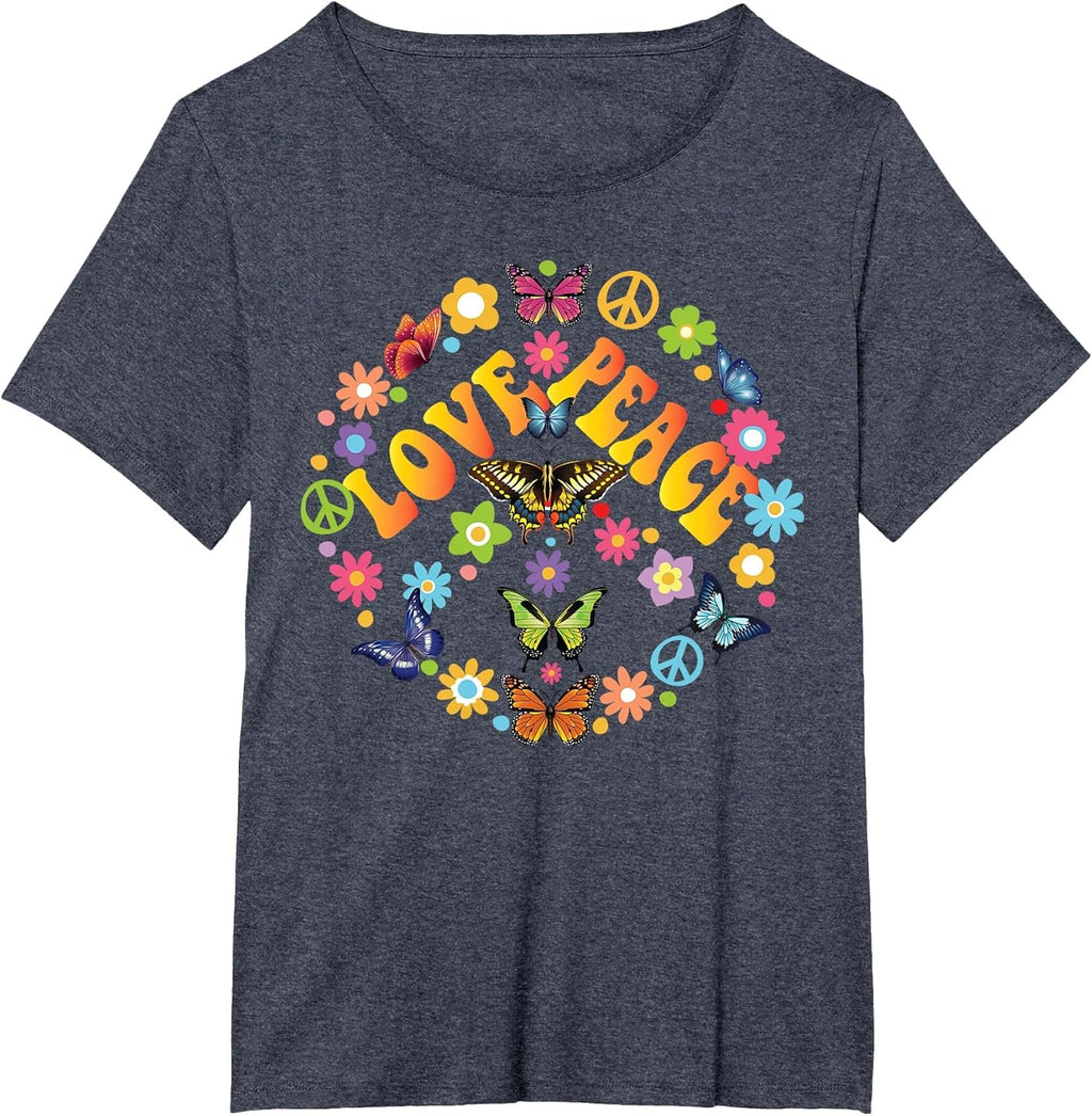 Peace Love Butterfly 60s 70s Tie Dye Vintage Hippie Costume T-Shirt