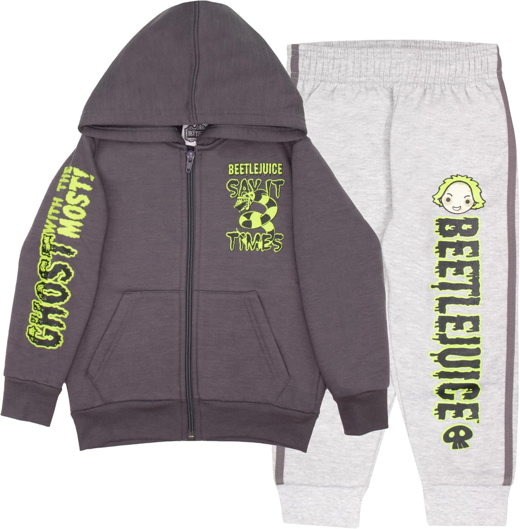Beetlejuice Boys Matching Sets Pullover Hoodie and Pants Fleece Set for Boys 2 Piece Bundle with Graphic Print