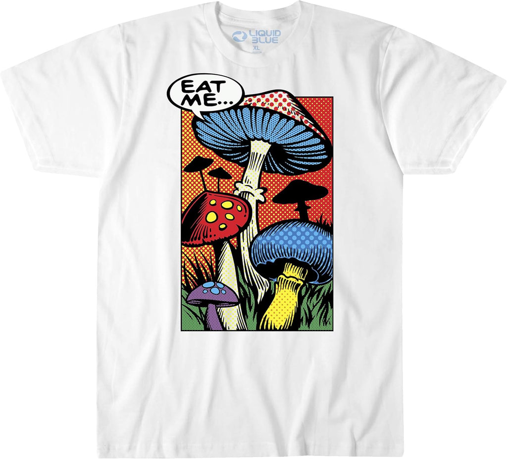 Unisex Adult Eat Me Pop Art Mushrooms T-Shirt