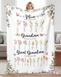 Mothers Day Custom Blanket with Name Birthday Gifts for Mom Grandma Mom's Garden Birthday Gift for Grandmother Mom Nana Gigi Mimi Mommy Blanket 50x60 Inches