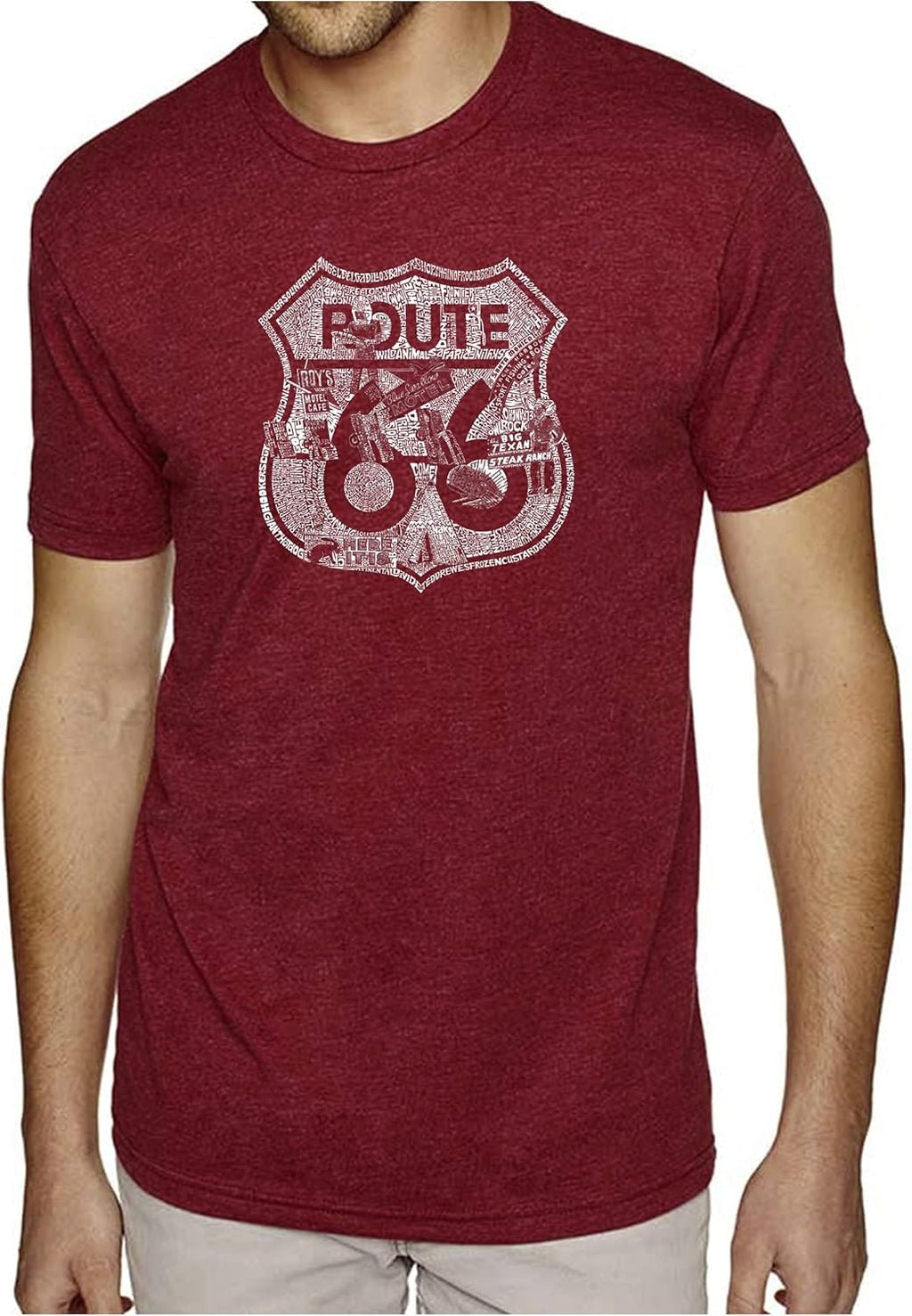 Men's Premium Blend Word Art T-Shirt - Stops Along Route 66