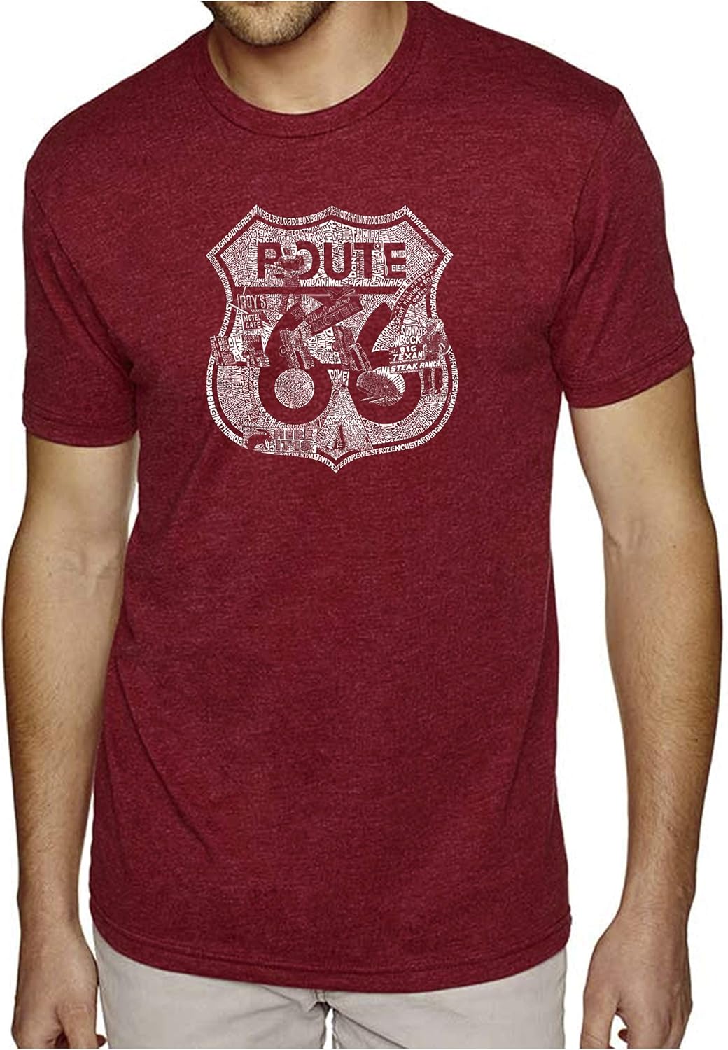 Men's Premium Blend Word Art T-Shirt - Stops Along Route 66