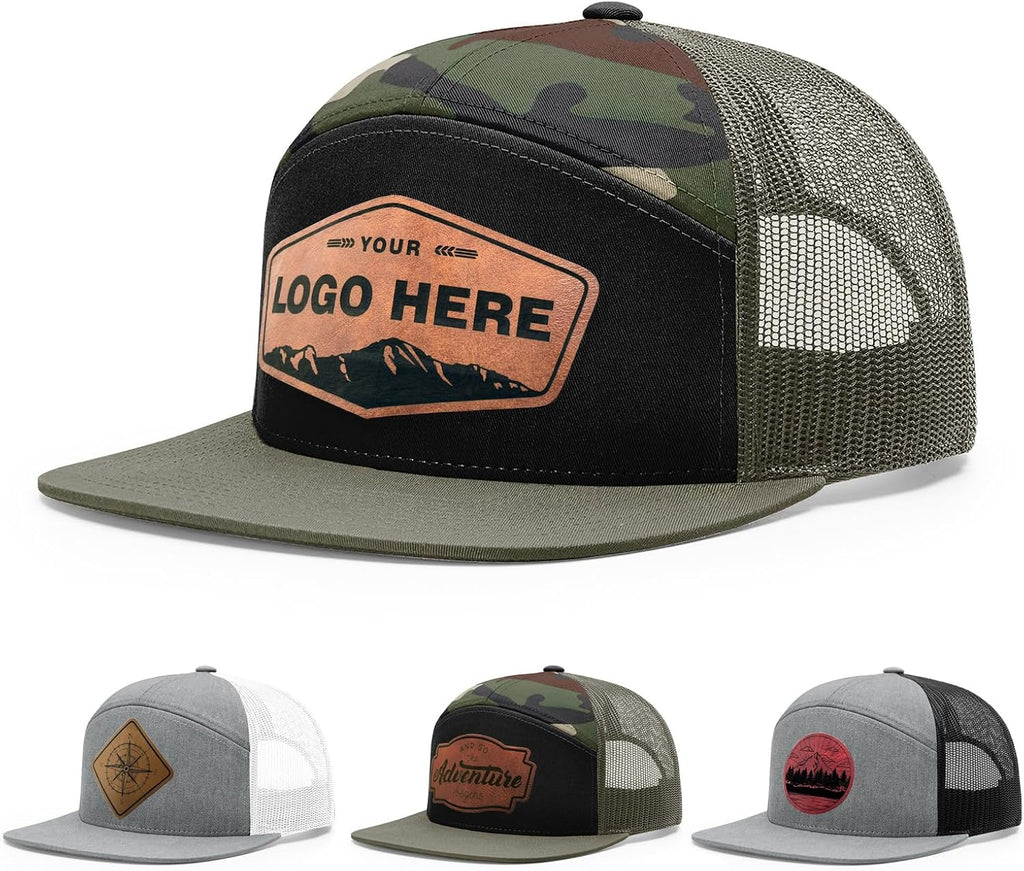 Personalized Custom 168 Style Trucker Leather Patch Hat for Men & Women