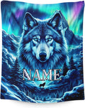 Boys Blanket Personalized Wolf Throws Gifts for Kids Adults Teens 8-12 Wolves Lovers, Custom with Name Soft Cozy Cool Theme Throw 4 Sizes Blankets for Sofa Couch Bedroom Living Room Home