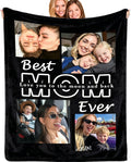 Mothers Day Custom Blanket with Picture,Gifts for Mom,Customized Throw Blanket Personalized Soft Fleece Photo Blanket Best Mom Ever Birthday Gifts for Grandma Wife