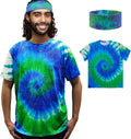 Hippie Costume for Men Women 60s and 70s colorful T-shirt and headband 2-piece theme party