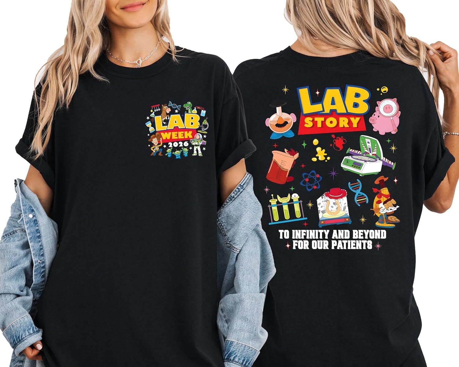 Lab Week 2026 Shirt, Lab Story Shirt, Medical Science T-Shirt, to Infinity and Beyond for Our Patients, Laboratory Gift Tee, Laboratory Tech Team T-Shirt Multicolor