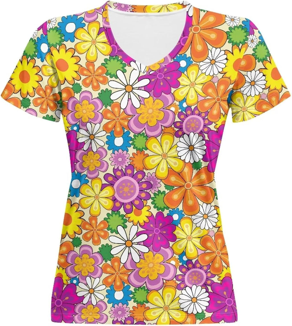 Womens Summer V Neck Casual T Shirt Short Sleeve Blouses Tops Plus Size Athletic T-Shirt for Women Graphic XS-5XL