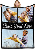Gifts for Dad Custom Blanket with Photo Text Personalized Fathers Day Birthday Gifts Blankets with Picture to My Dad Customized Memories Souvenir Throw Blanket for Best Daddy Ever