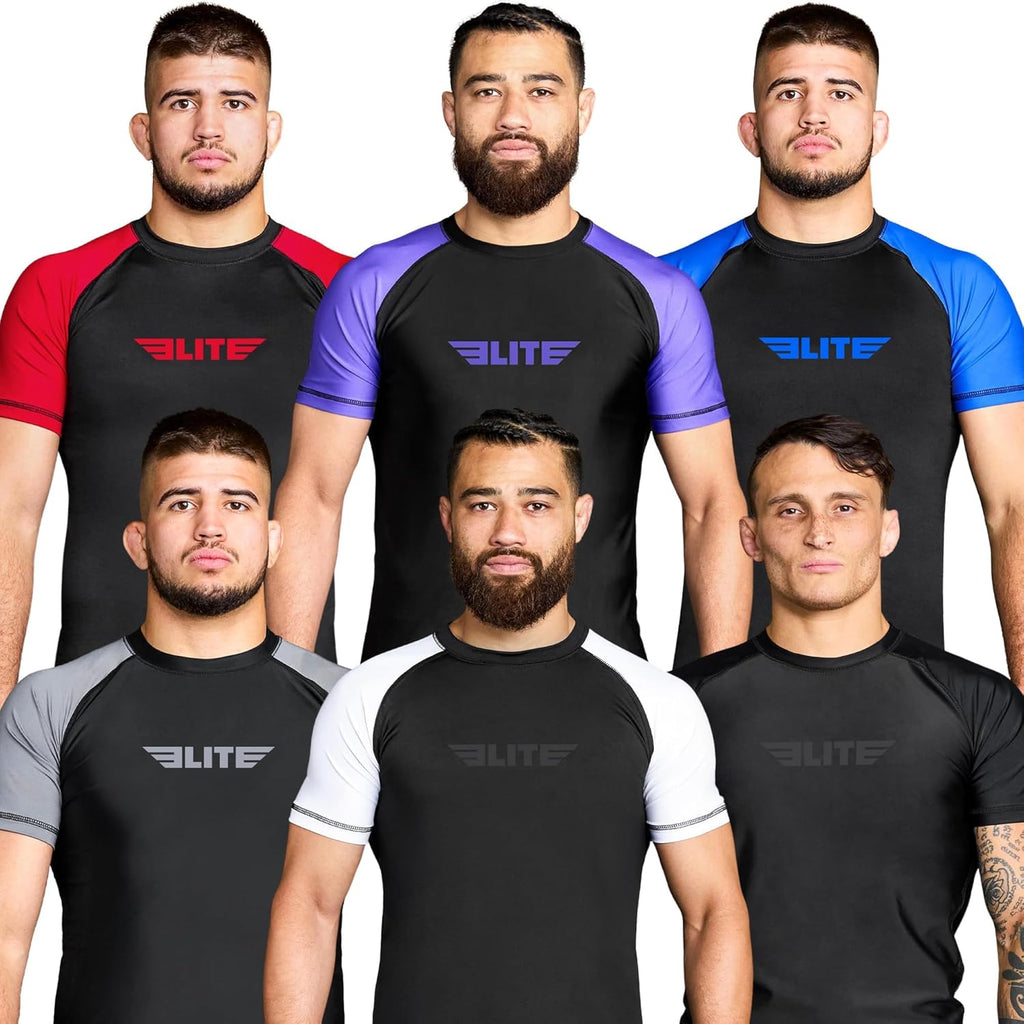 Jiu Jitsu BJJ Rash Guards, Men’s BJJ, No GI, MMA Ranked Short Sleeve Compression Base Layer Rash Guard