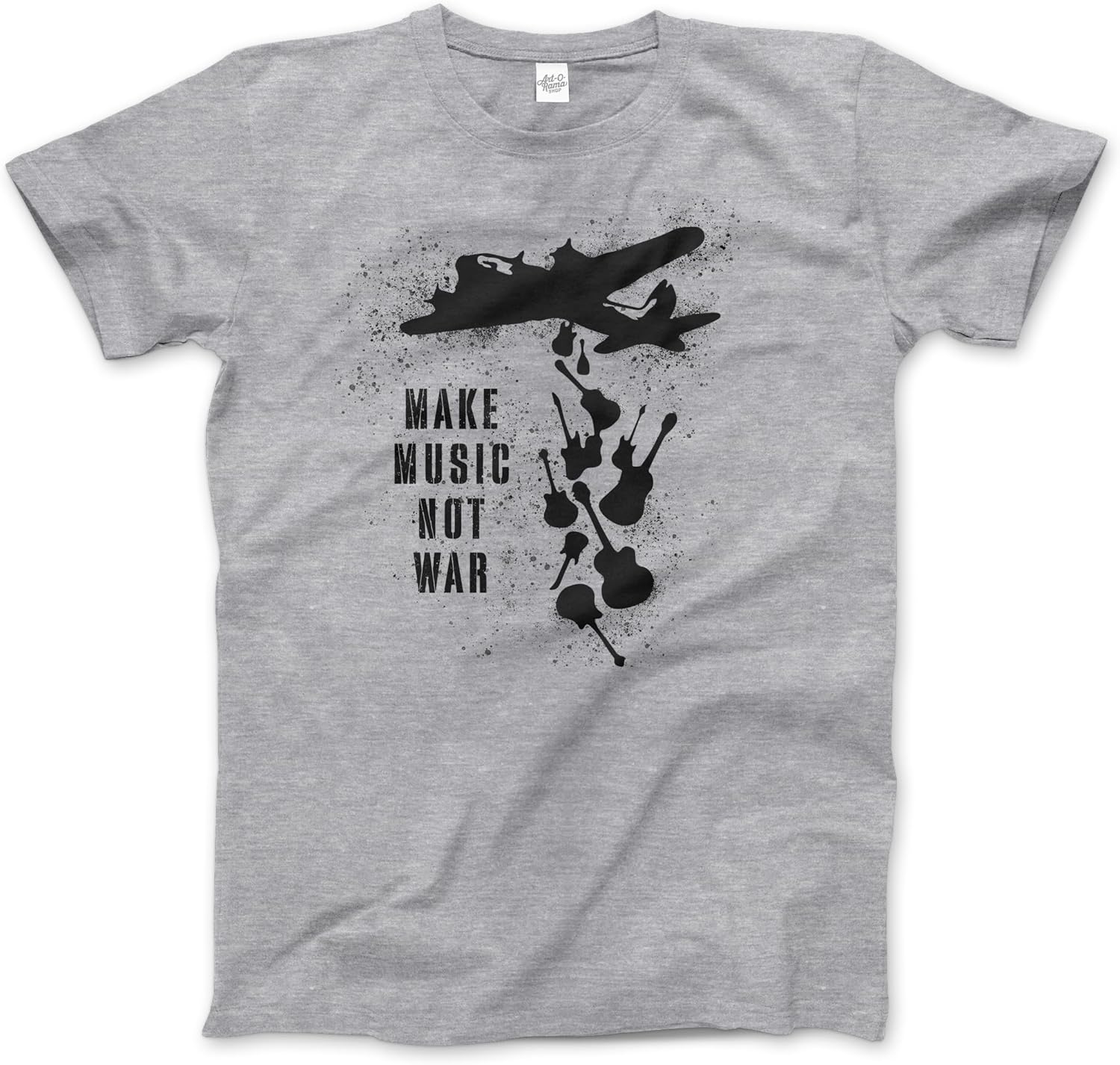 Banksy Make Music Not War Street Art T-Shirt (Adults, Kids, Short & Long Sleeve) Grey