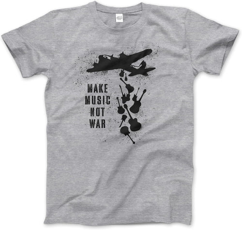 Banksy Make Music Not War Street Art T-Shirt (Adults, Kids, Short & Long Sleeve) Grey