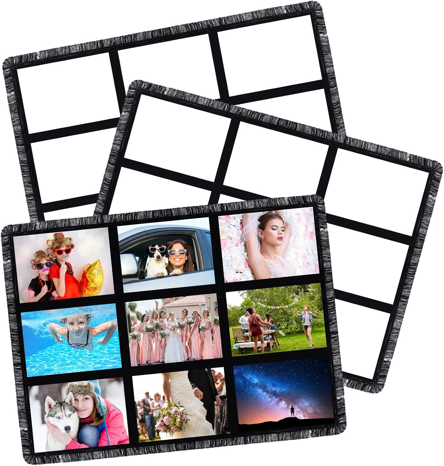 Kinlop 3 Pcs 40 x 60 Inch Sublimation Blanks Throw Blanket with Printable Sublimation for Heat Press with Tassel Fuzzy Picture Photo Blanket for Teacher Appreciation Gift for Mother's Day(9 Panel)