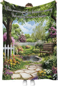 Memory Blanket Memorial Gifts Sympathy Bereavement Throw Garden Flowers Trees Floral Gifts for Women Men Wife Dad Mom Christmas Sisters Female Friends Streams Lakes Paths Blanket 50"x60"