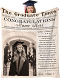 KiKiLuna Personalized Graduation Photo Flannel Throw Blanket, Custom Name Date School and Class Year Blanket, Graduation Gift for Senior College Student Class of 2026
