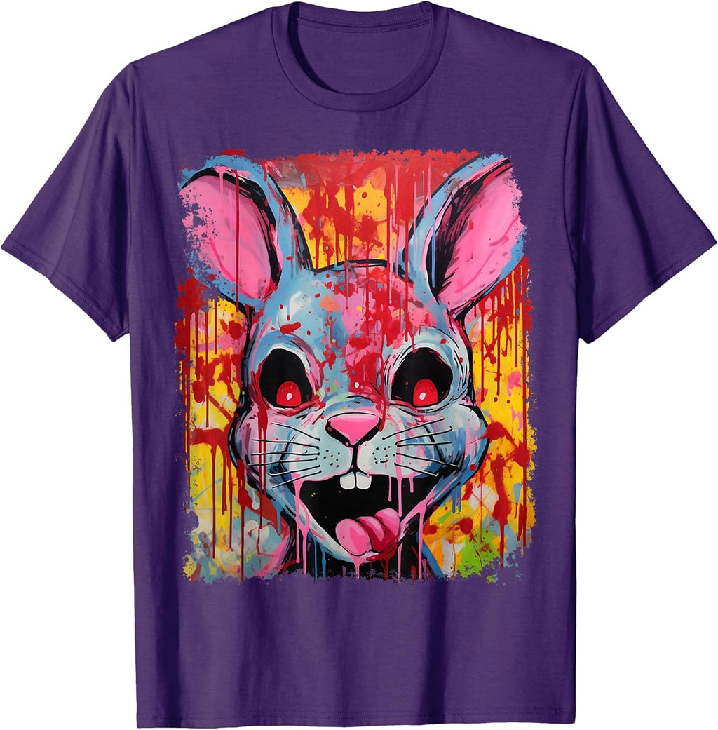 Pop Art Colorful Killer Bunny Rabbit Halloween T-Shirt