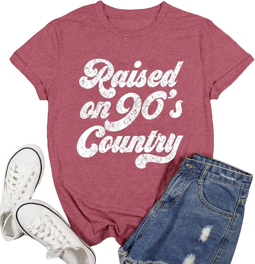 Womens Country Music Shirt Raised on 90s Country Concert T-Shirt Music Lover Tee Tops