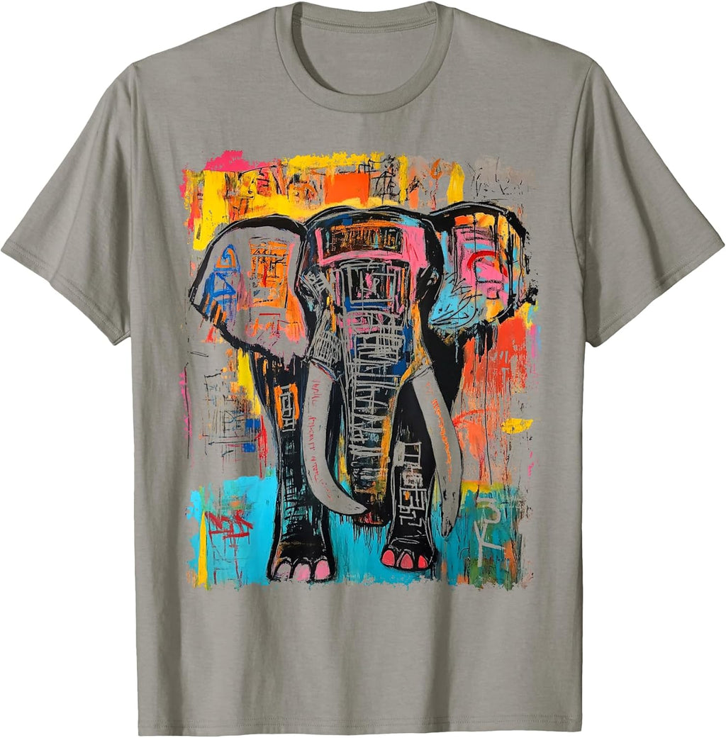 Colorful Abstract Graffiti Doodle Pop Art Elephant Graphic T-Shirt