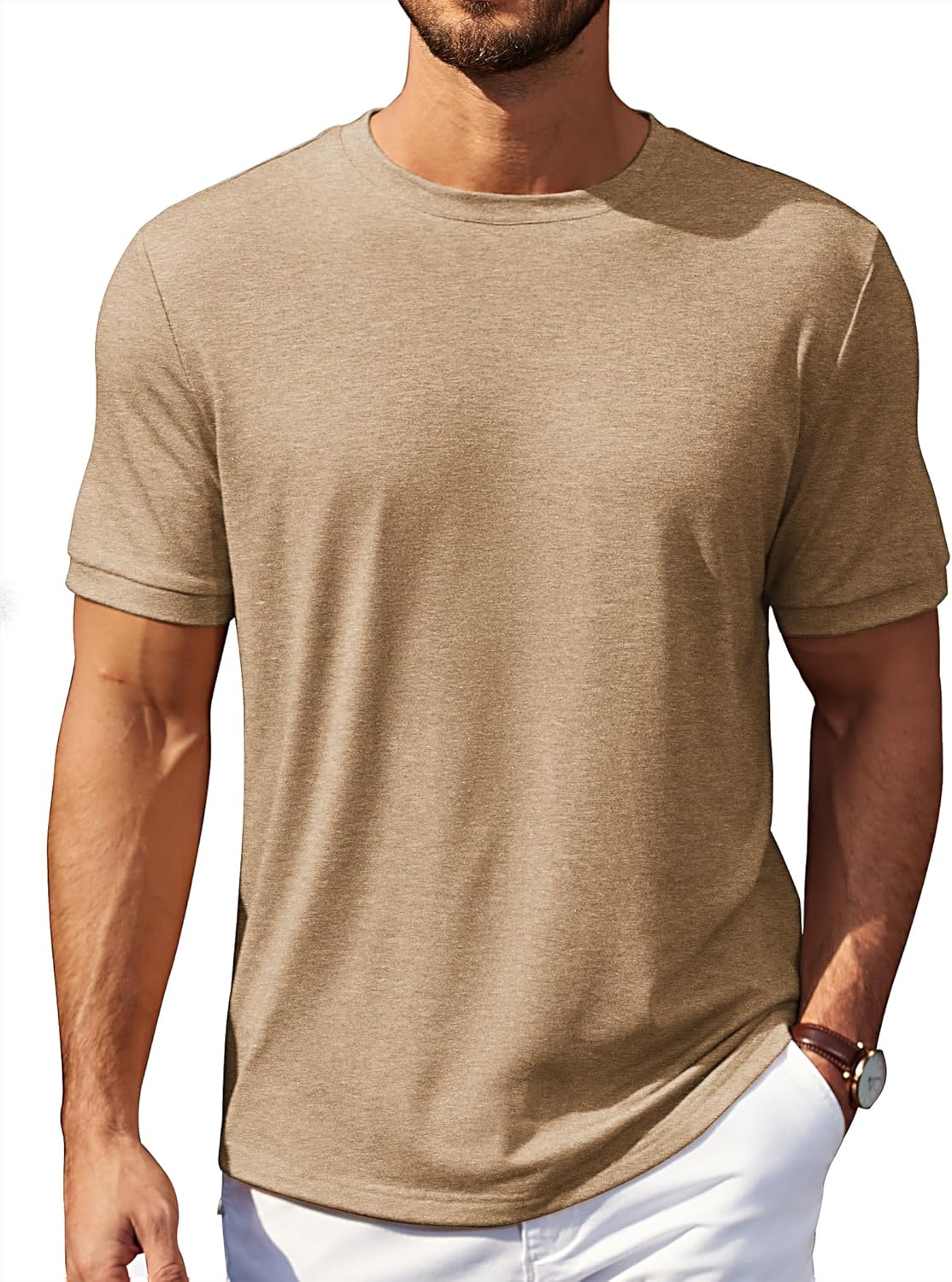 Mens T-Shirts Summer Crew Neck Casual T Shirts Plain Short Sleeve Shirts Basic Tees