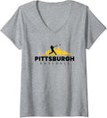 Women's Pittsburgh Baseball Vintage Minimalist Retro Baseball Lover V-Neck T-Shirt