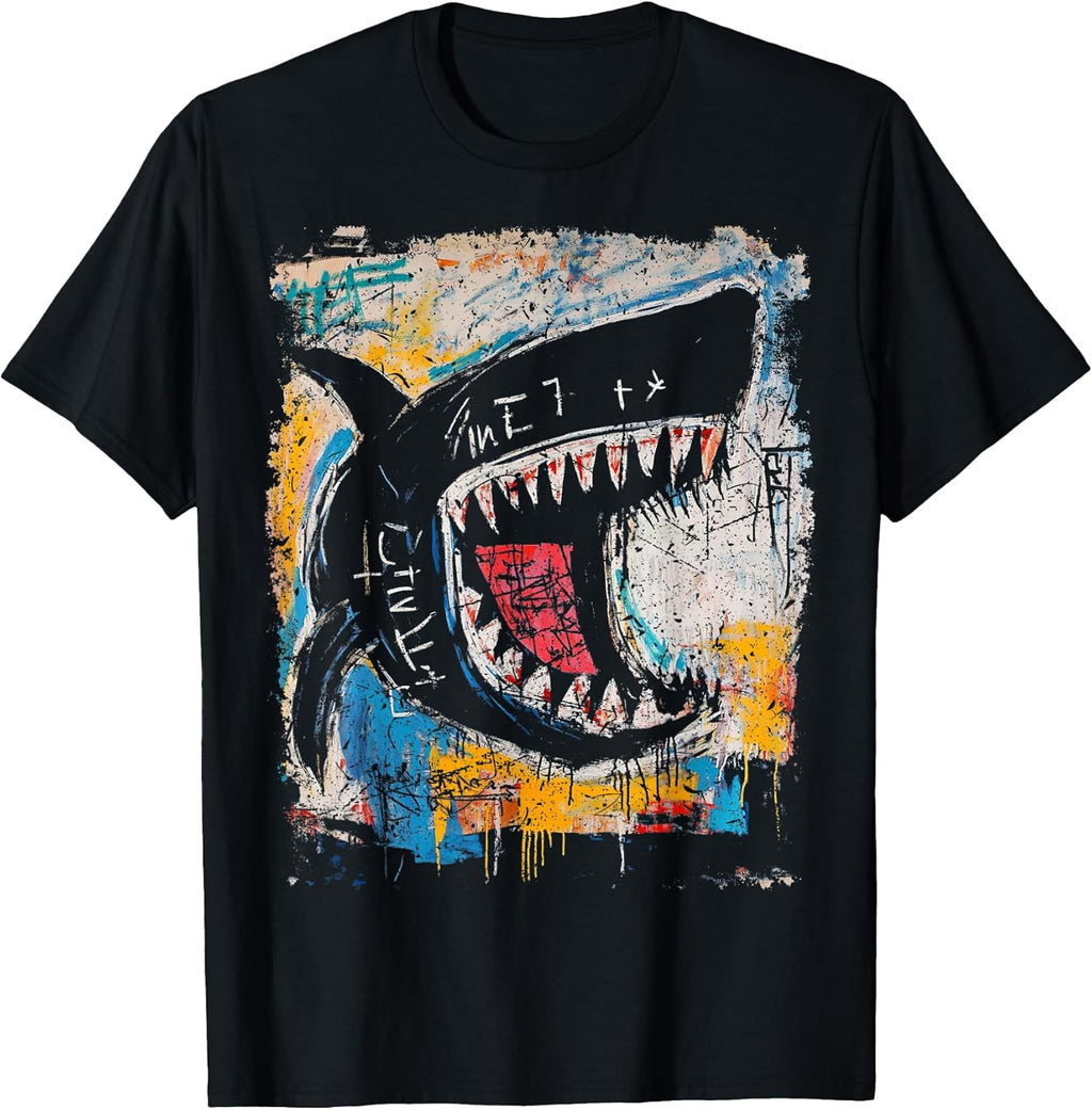 Pop Art Style Shark 90s Men's Graffiti T-Shirt