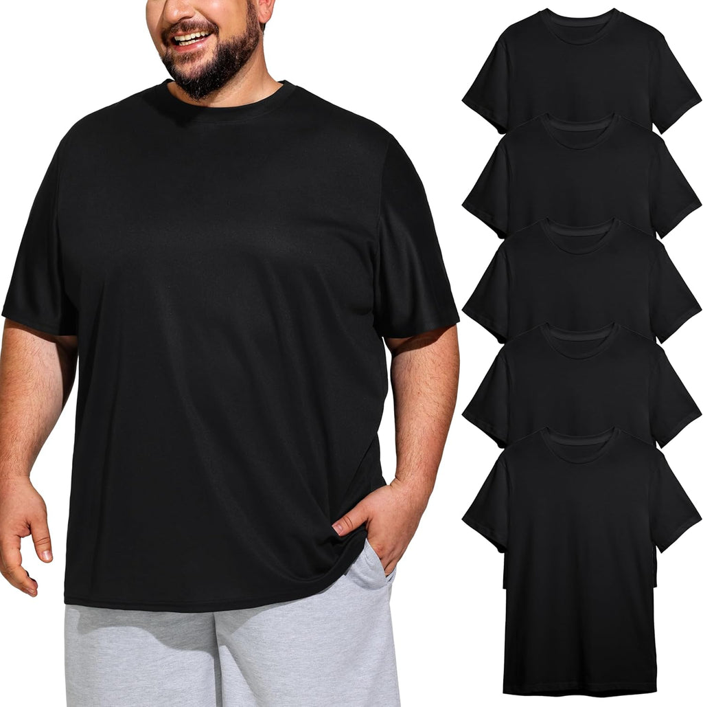 Big & Tall Men's Dry Fit Moisture Wicking T Shirts, Comfort & Breathable Tees for Gym Running Casual Undershirts